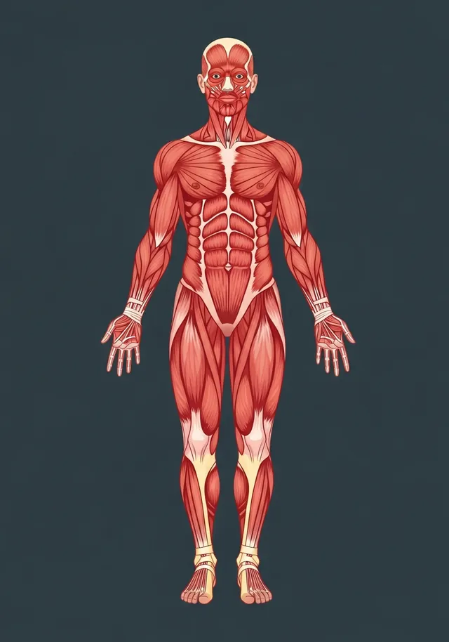 Front view of the muscular system