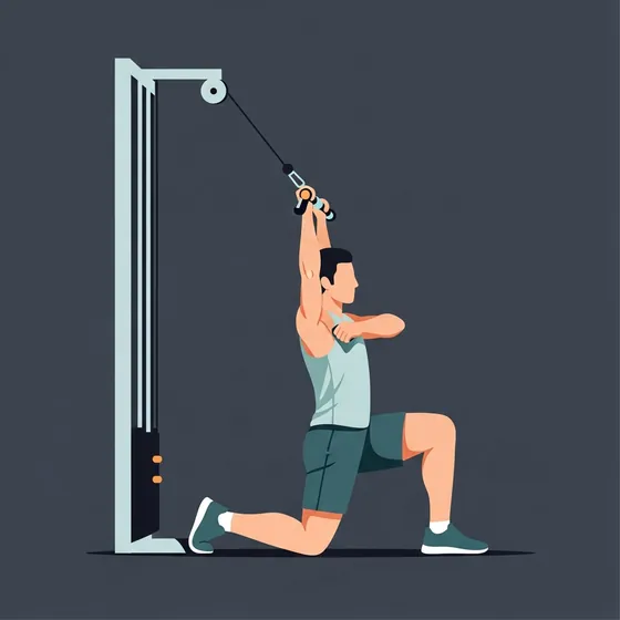 Half-kneeling single-arm lat pulldown demonstrated