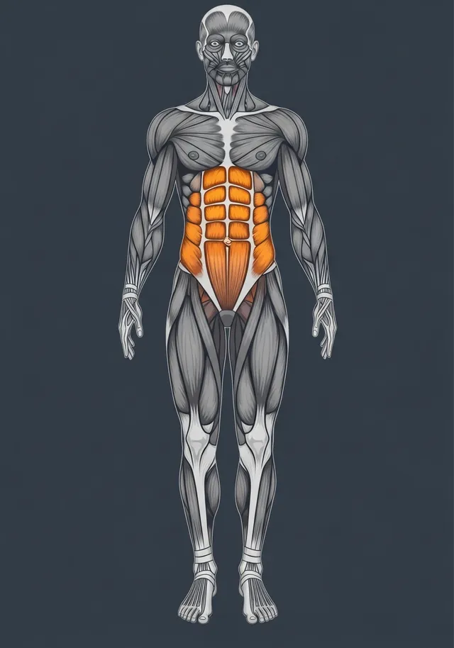 Transversus abdominis highlighted on a body map