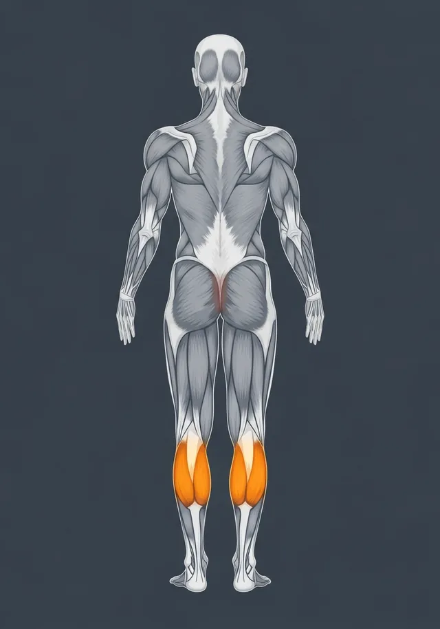 Soleus highlighted on a body map