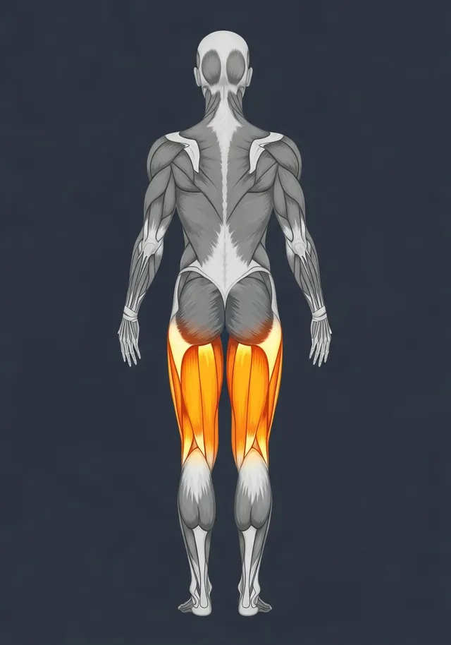 Biceps femoris highlighted on a body map