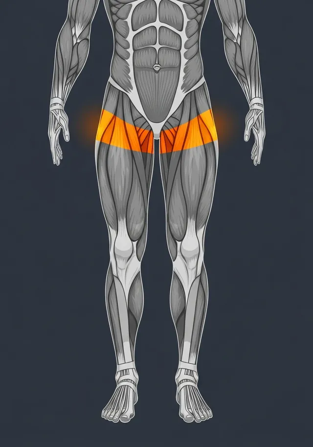 Iliopsoas highlighted on a body map