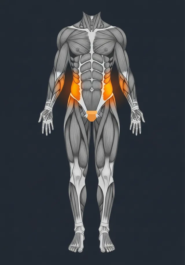 External oblique highlighted on a body map